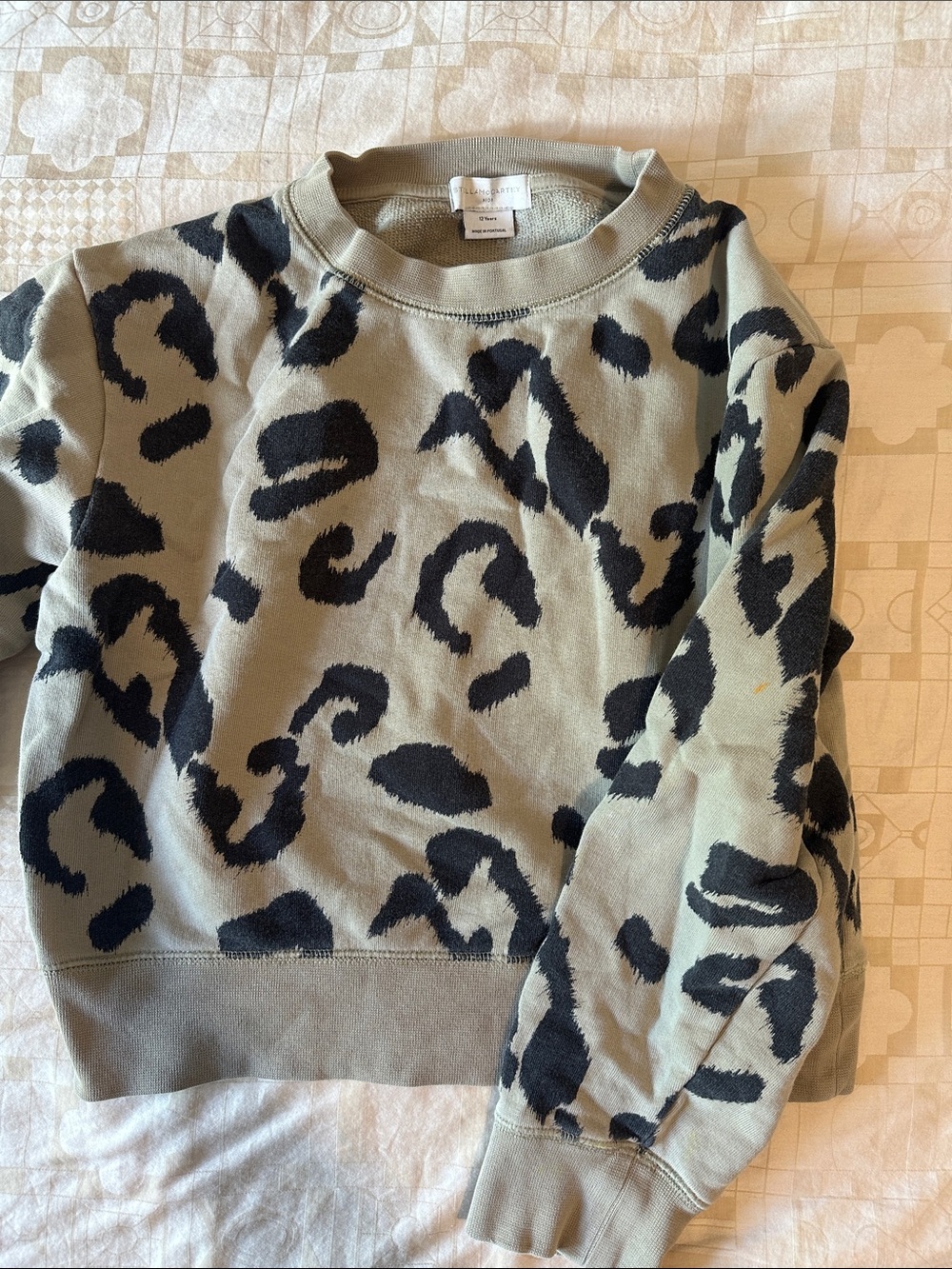 Stella McCartney Olive and Black Leopard-Print Crewneck Sweater